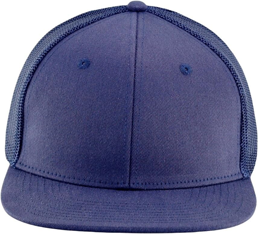 Flat Bill Snapback Mesh Hats | Fits OSFM & XXL Big Head | Blank Solid Color Adjustable Trucker Hat for Men - Image 2