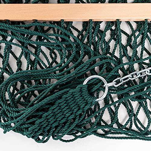 Castaway Living 13 Ft. Double Traditional Hand Woven Green Polyester Rope Hammock With Free Extension Chains,Tree Hooks & Storage Bag, For 2 People With A Weight Capacity Of 450 Lbs. #TOP4