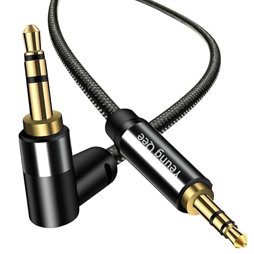 Yeung Qee Cable auxiliar de 0.138 in de 3 pies, cable de audio estéreo trenzado de nailon de 0.138 in macho a macho, adaptador de entrada auxiliar