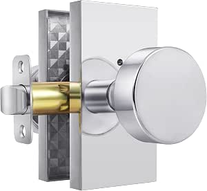 Pomo De Puerta Interior Dorado Con Cerradura - Latón Satinado, Privacidad Sin Llave, Ideal Para Baño Y Dormitorio