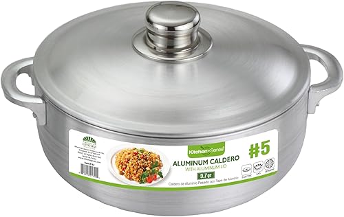 Miniatura 8 de Kitchen Sense - Olla caldero de aluminio con tapa, horno holandés de 1.8 cuartos de galón, superficie antiadherente, asas de fácil agarre, ideal