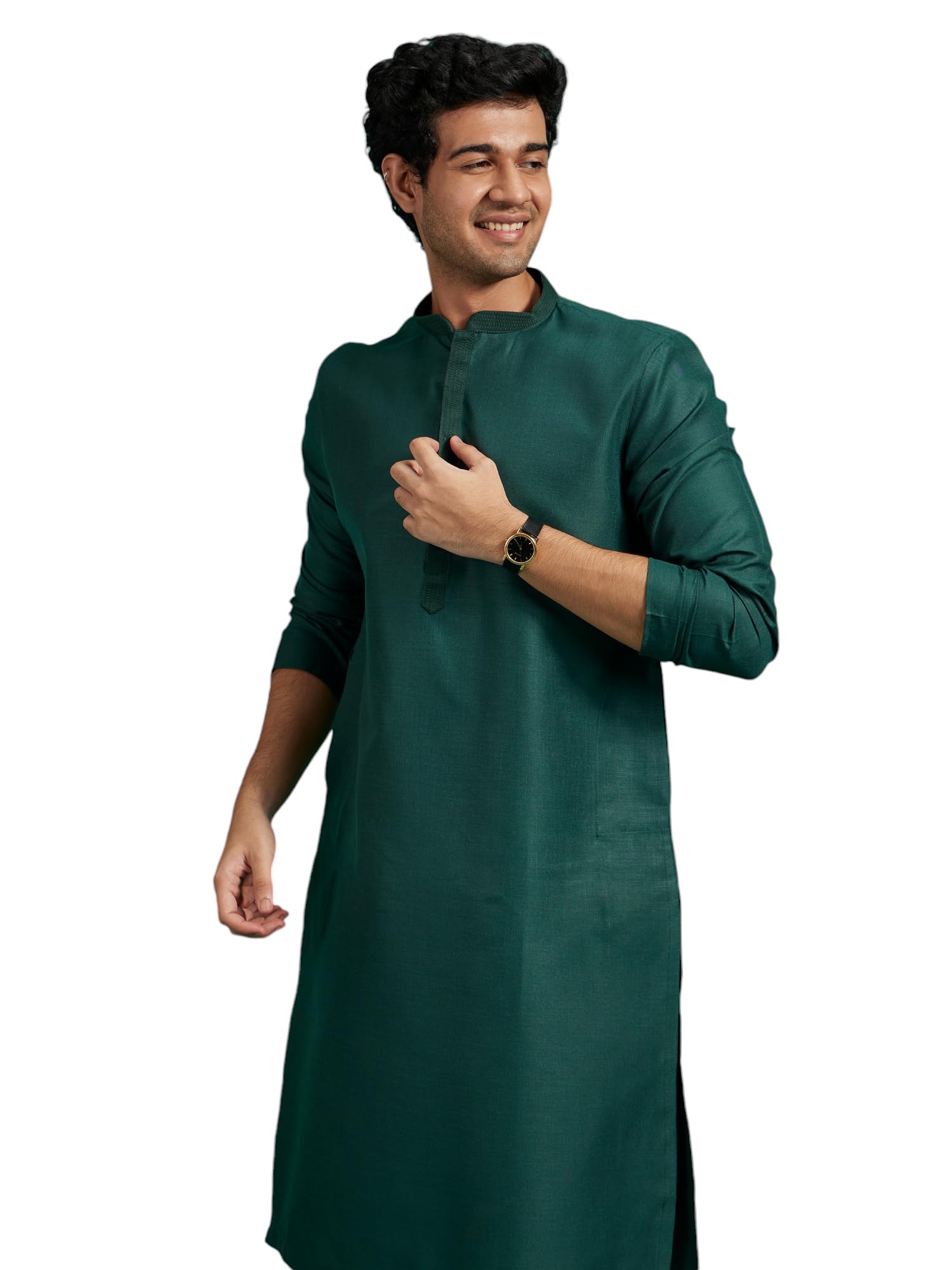diwas by manyavar Men's Art Silk Solid Kurta (1pc)-picture-36