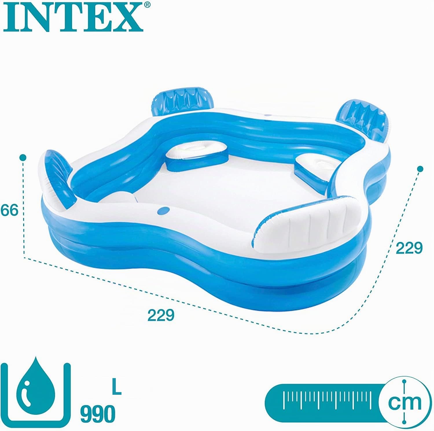 Intex Piscine gonflable familiale de 229 x 229 x 66 cm, 56475 * 01558