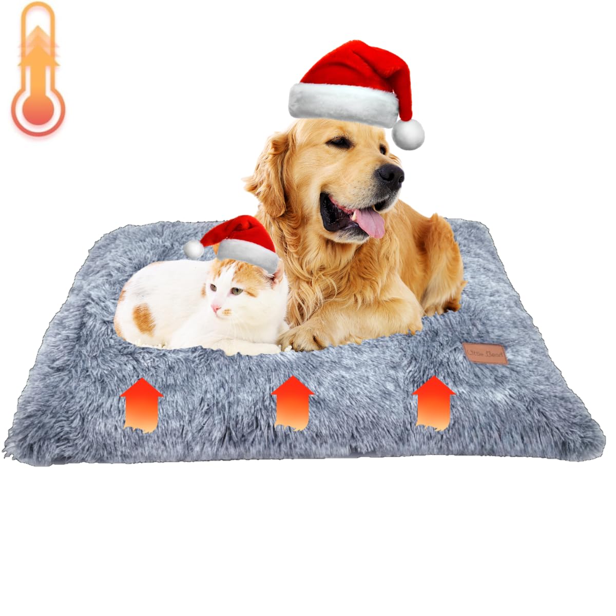 Little Bean Tapis Auto-Chauffant pour Chiens et Chats - Lit Doux et Chaud - Non électrique - pour extérieur et intérieur - Grands Chatons et Petits Chiots (L)