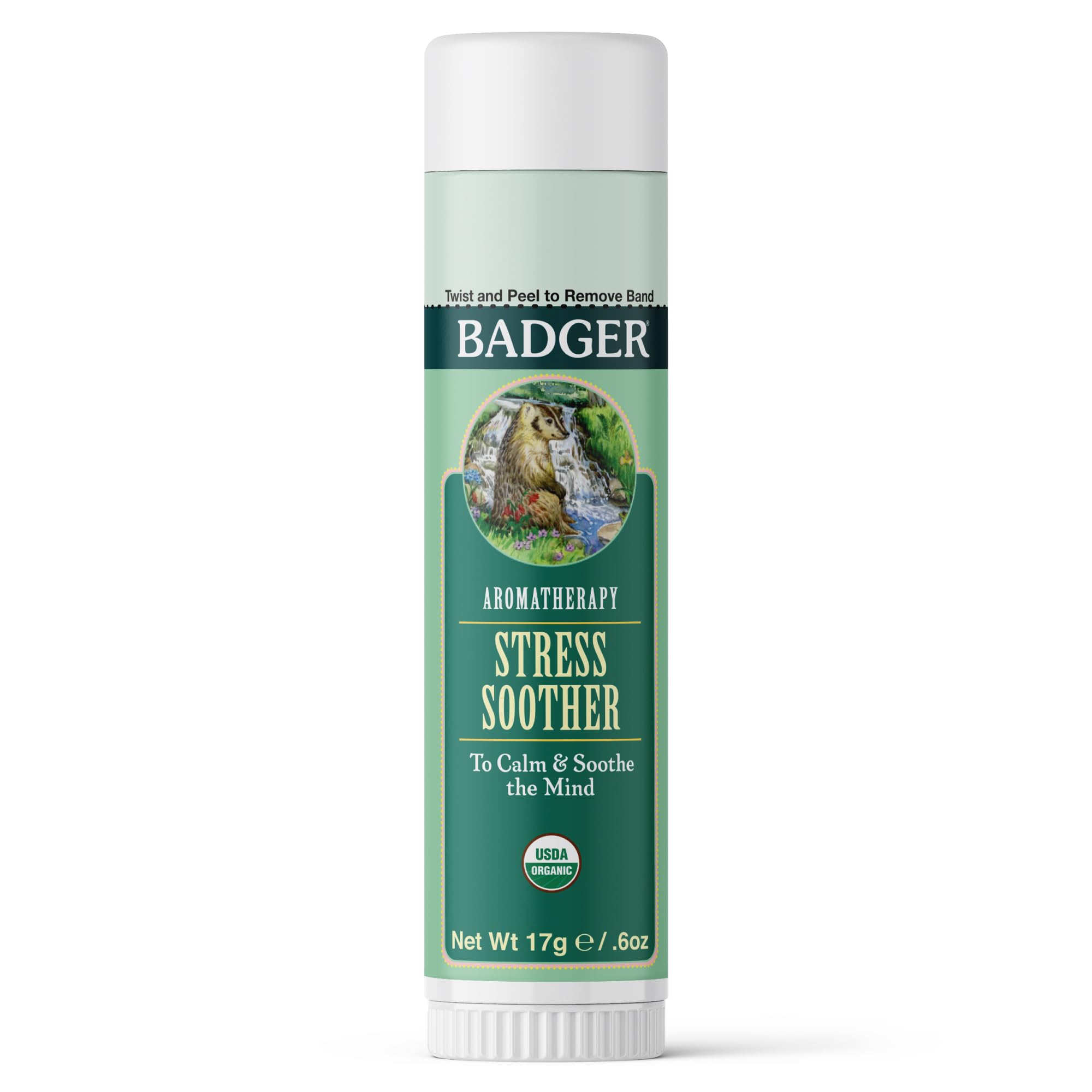 Badger Stress Soother Balm, Organic Essential Oil Aromatherapy, Calm & Soothe the Mind, Easy to Use Portable Stick, Effective Self Care, .6 oz