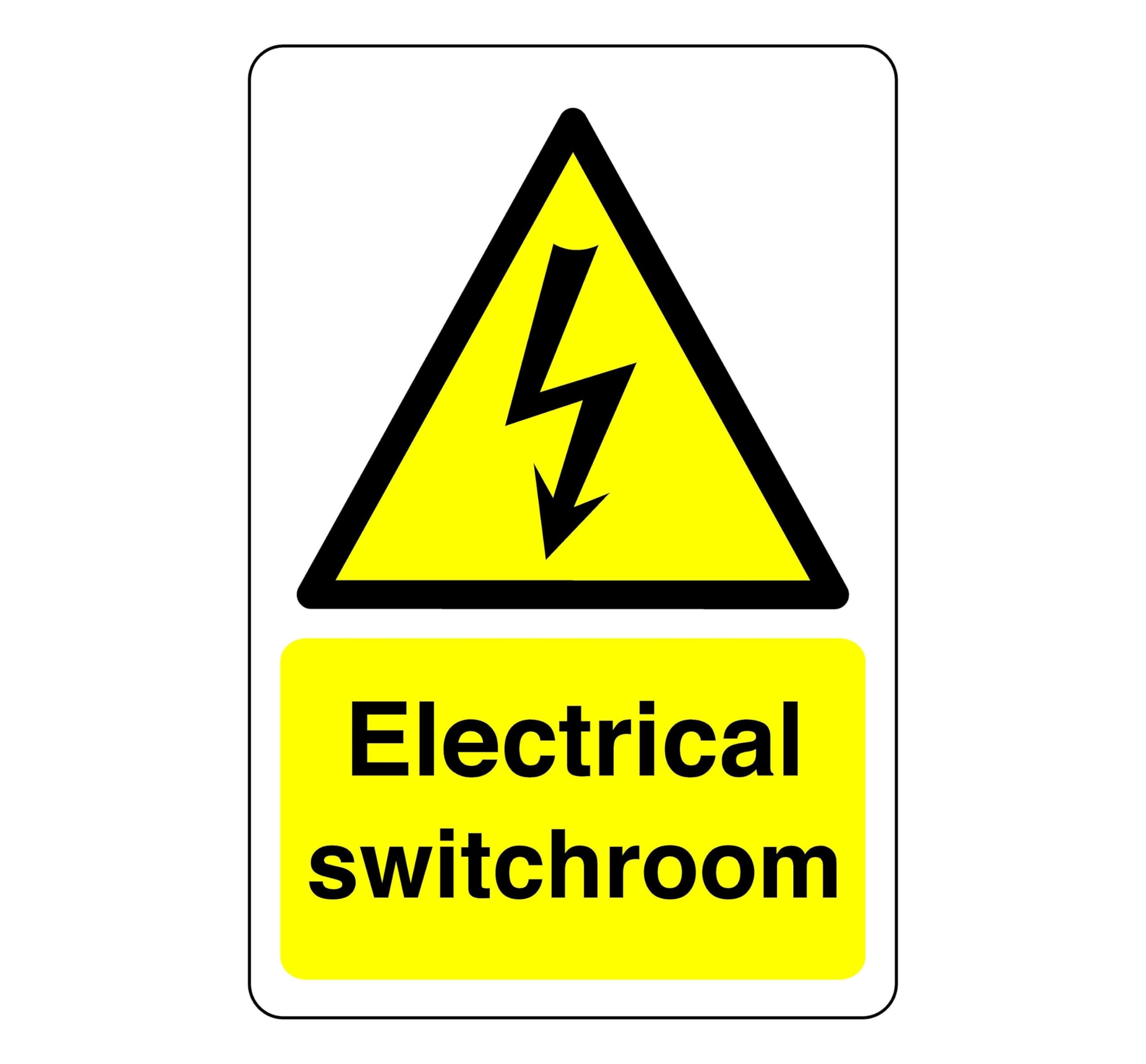 Electrical switchroom sign - 1.2mm Rigid plastic for indoor/outdoor usage (400mm x 300mm) Viewing Distance within 14m.
