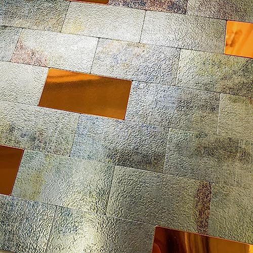 Homeymosaic 10-Sheets Backsplash Metal Tile Peel And Stick On Kitchen Bathroom Fireplace Laundry Subway Wall Tiles In Retro Green Polished Copper #TOP4