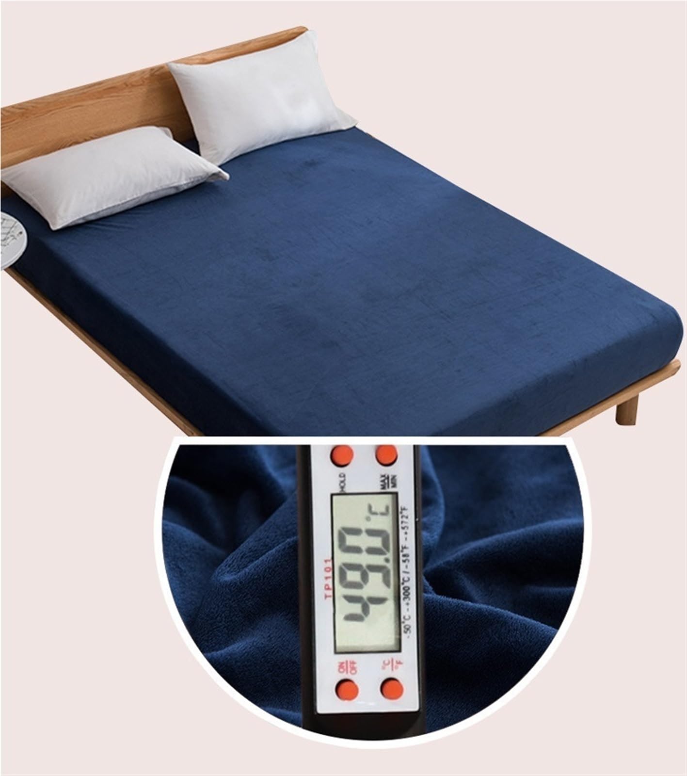 Sábana bajera de franela de lujo, supersuave, acogedora, cómoda, con bolsillo profundo para cubrecolchón de cama (B, King)