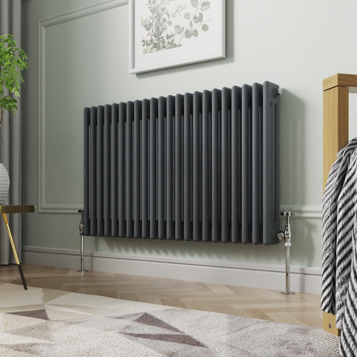 NRG 600 x 1010mm Anthracite Horizontal Cast Iron Radiator Triple Panel