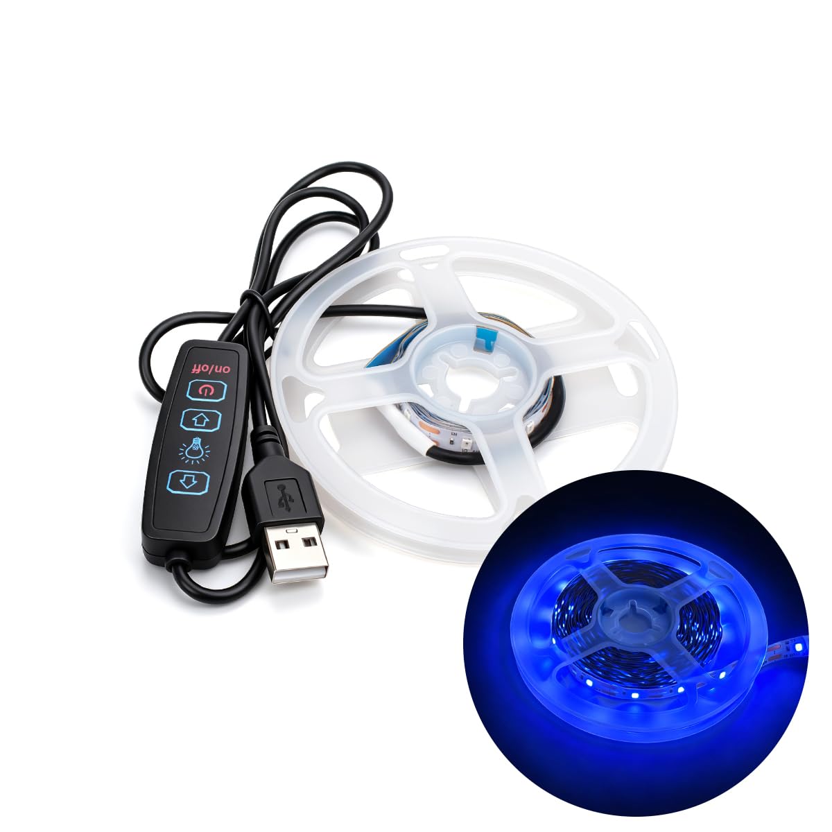 Innfeeltech 1M SMD LED Light Strip, 8mm Width 5V Blue 60LEDs/m Light Strip, USB Connector