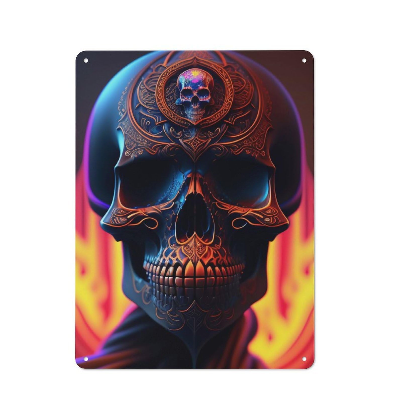 Junmoney Burn Skull Rustic Tin Wall Plaque 40X30cm For Kitchen Or Home Bar, A Winter Wall Decor Update For Kitchen Decor Lovers