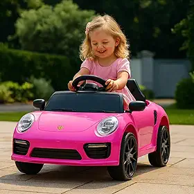 Carrinho Elétrico Infantil Esportivo Rosa, com Controle Remoto, Suporta até 30kg, para Crianças Maiores de 3 Anos