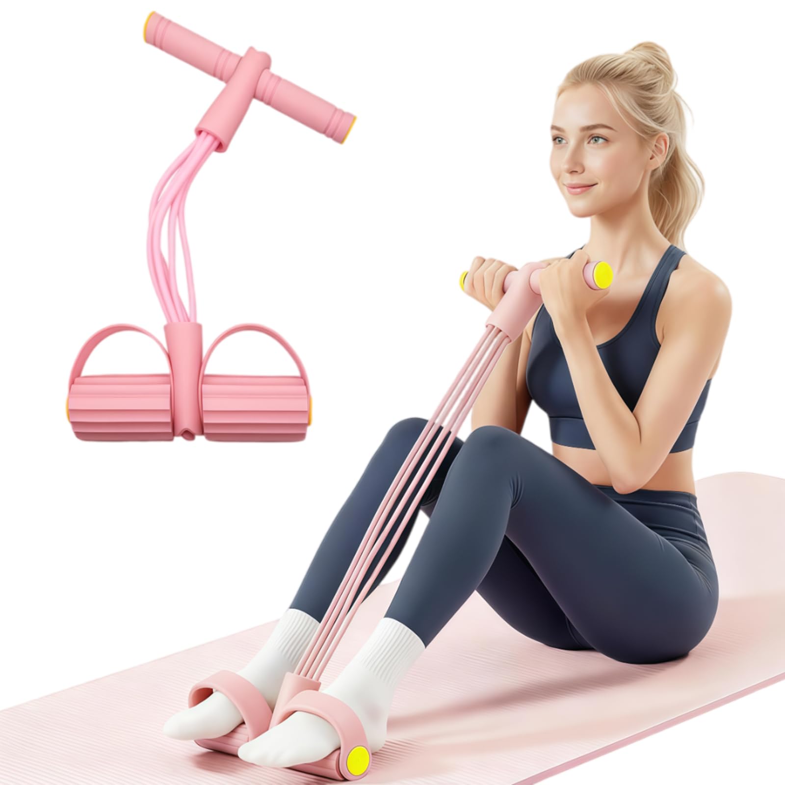 appareil de résistance à pédales, 1 pièce rose avec 6 tubulures, équipement multifonctionnel pour entraînements complets, tubes TPE pour tous les poids