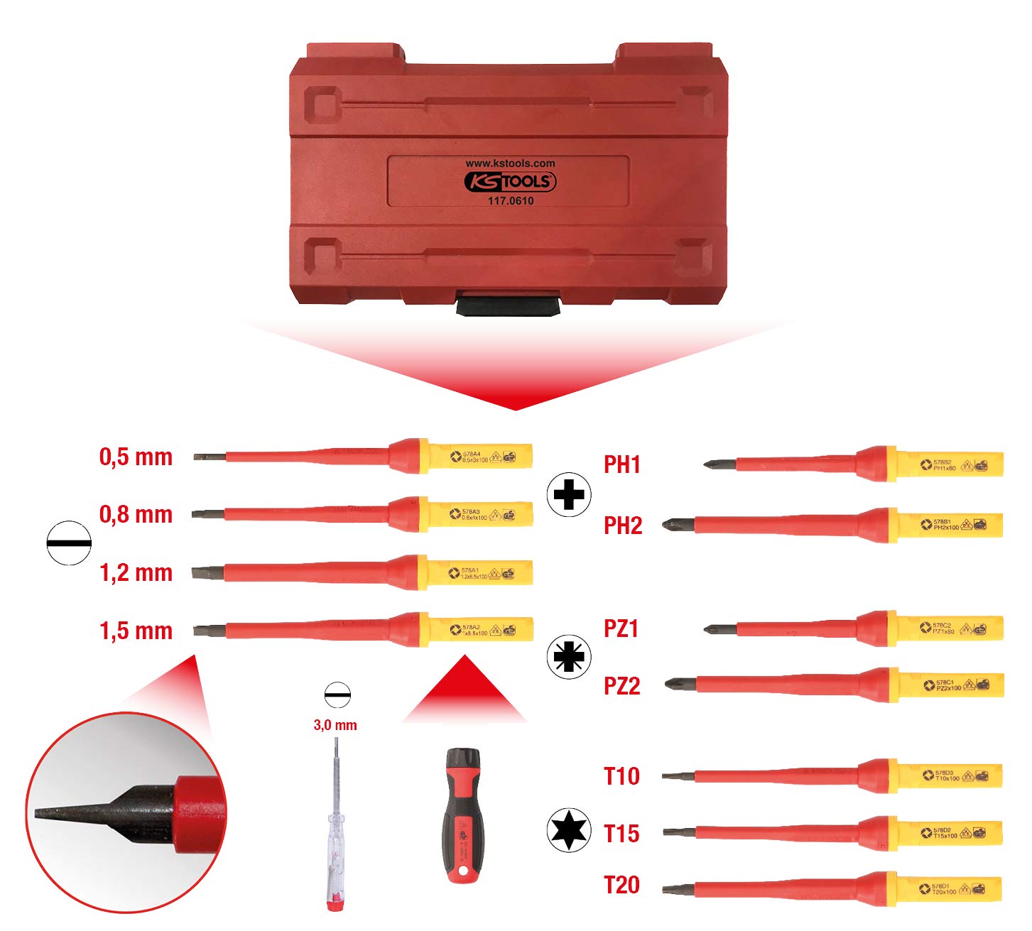KS TOOLS 117.0610 Kit de atornilladores
