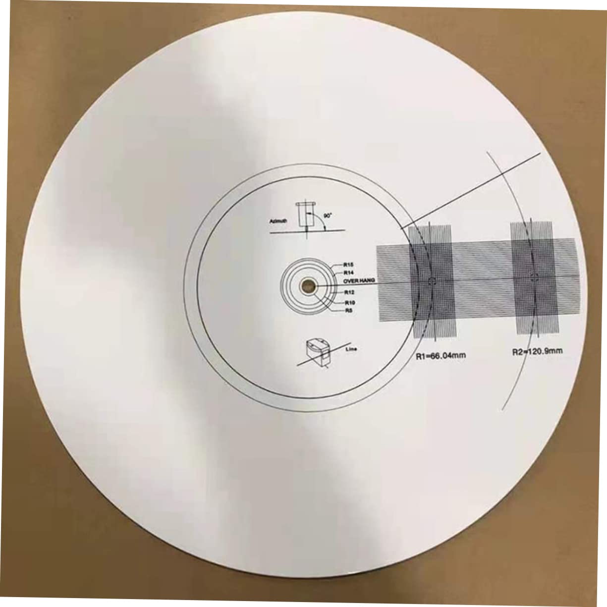 SHINEOFI Piastra di Calibrazione del Disco in Vinile Strumento di Regolazione per Giradischi Accessorio per Allineamento del Pickup Misuratore della Distanza del Giradischi Tappetino Goniom