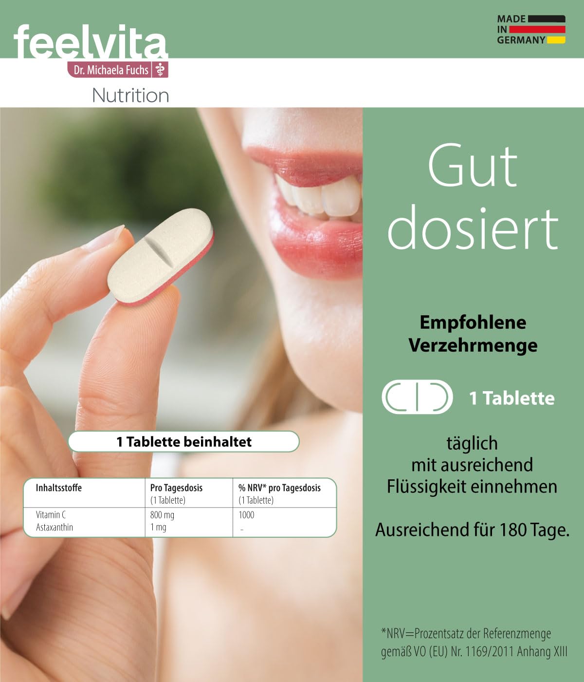 Genius Feelvita Nutrition Vitamin C 1000 ProAktiv m.Astaxanthin 180