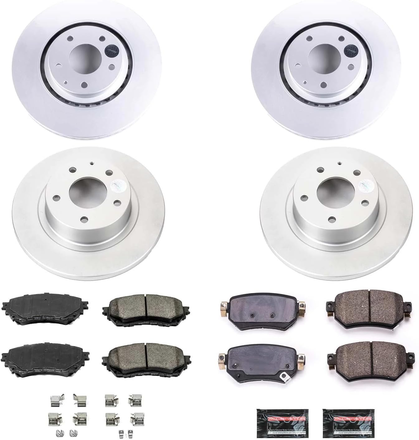 PowerStop Front and Rear Brake Kit For Mazda 6 2019-20 - Fully-Coated Disc Rotors with Z17 Ceramic Brake Pads Replacement, CRK8618