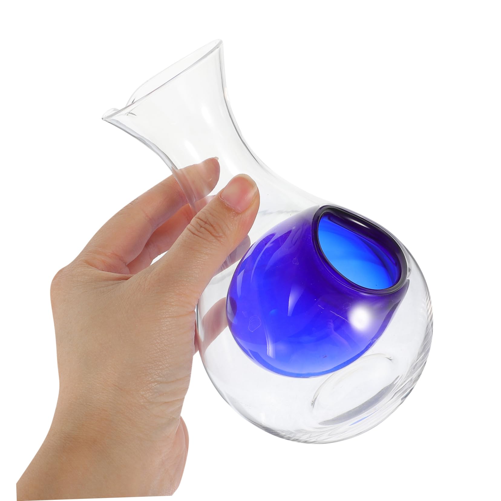 Unomor Glass Wine Dispenser Wine Decanters Beverage Cooler Fast Decanter Sake Server Bottle Wine Decanter Ice Pocket Whiskey Decanter Sake with Ice Pocket Men Bar Ice Pop Bags Carafe Blue