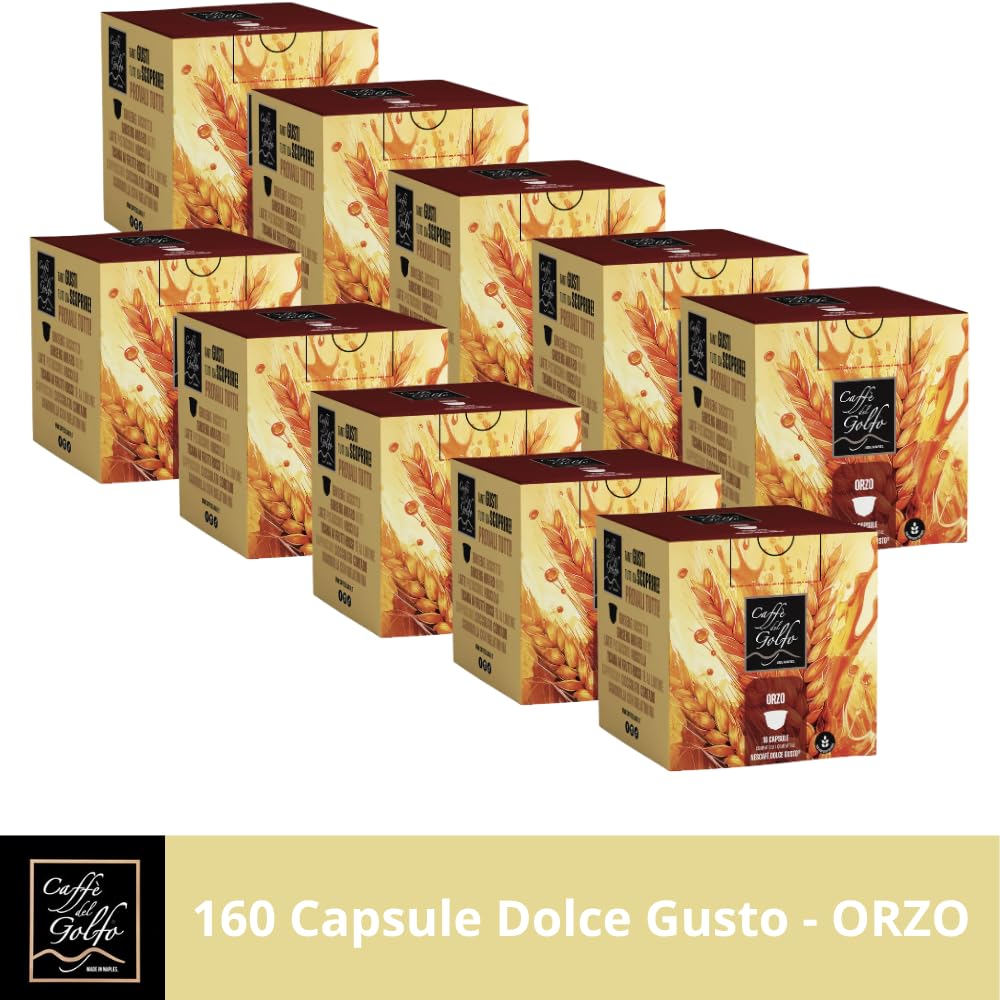Caffè del Golfo Orzo Compatibili con Dolce Gusto, 16 Capsule Autoprotette, Bevanda Solubile dal Gusto Morbido e Naturale (160 CAPSULE)