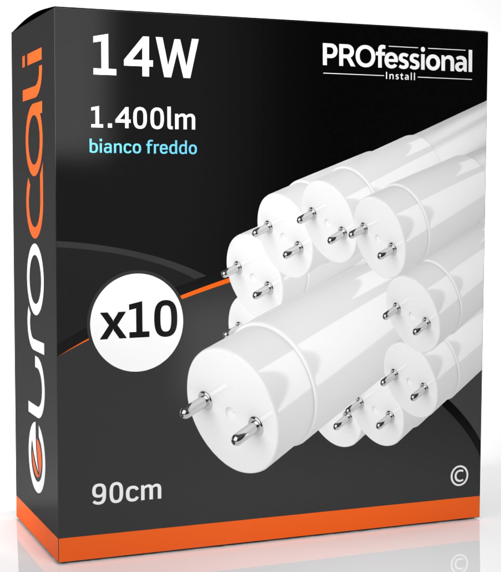 Eurocali 10x Tubi LED 90cm G13 T8 14W 1400 lumen - Luce Bianco Freddo 6500K - Fascio Luminoso 160° - Sostituzione Neon