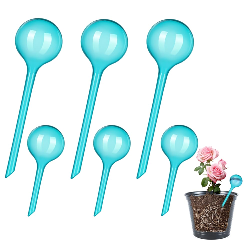 Udbrud 6 Pcs Plant Watering Globes, 2 Sizes Plant Watering Bulbs for Plants Self Watering Globes Plant Watering Device Automatic Plant Waterer Bulbs for plants Indoor Outdoor (Blue)