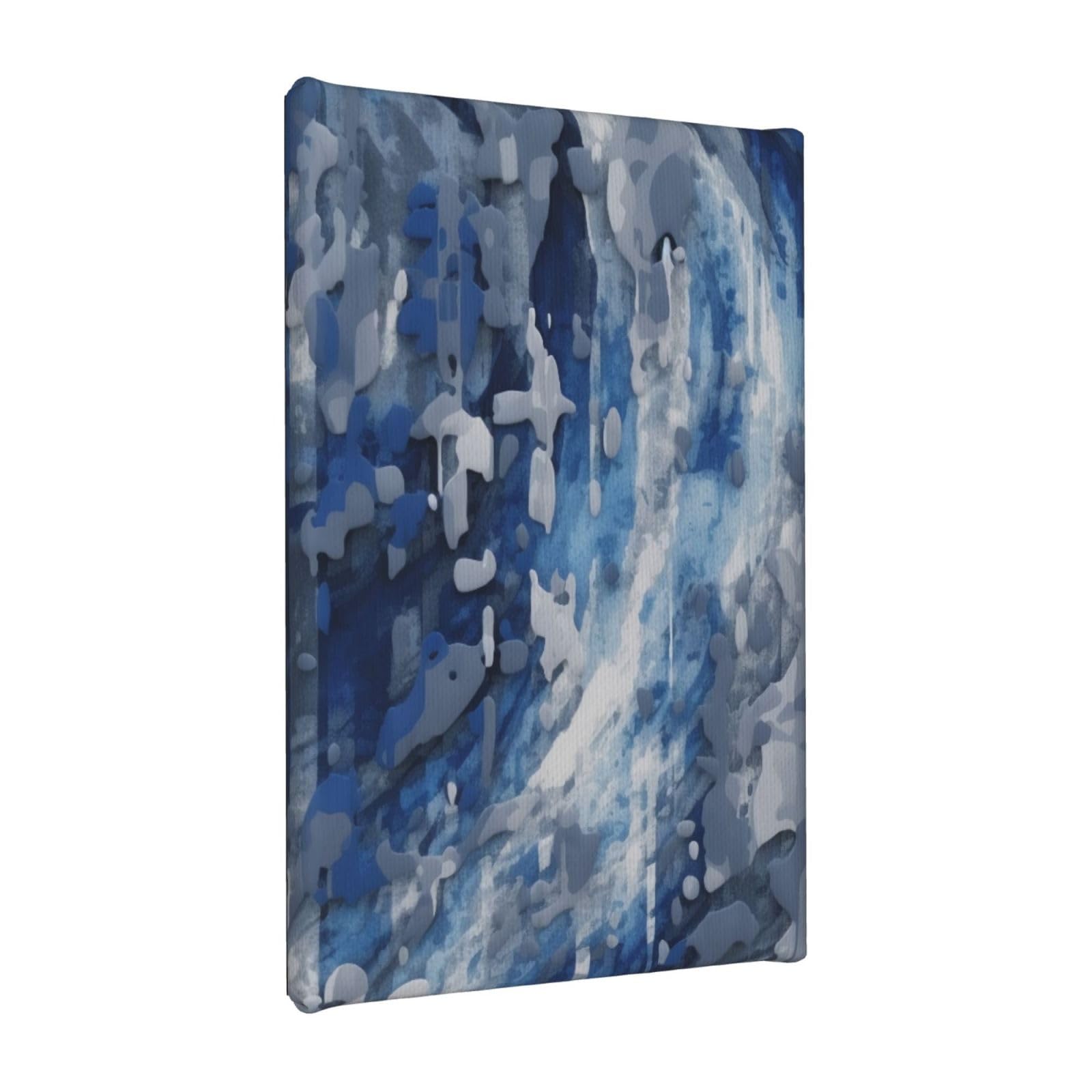 YKLJG Abstract Blue Printed Wall Art Canvas Painting 20x30 CM Wooden Framed Picture Painting Artwork Prints for Bedroom Kitchen Home Office Decor