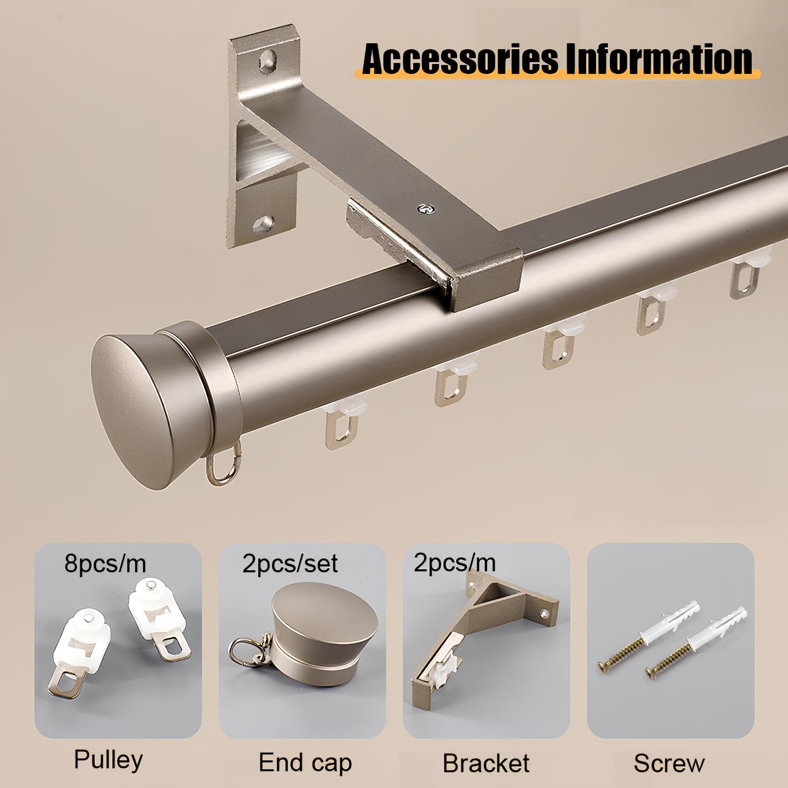 Wytrzymała aluminiowa szyna do zasłon ściennych - 3,6 m (3 x 1,2 m) do rolet rzymskich, idealna do sypialni, salonu, kuchni i łazienki - stylowe szare wykończenie