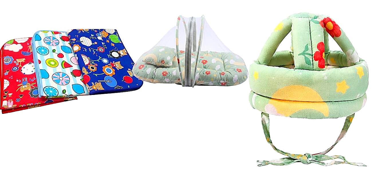 Complete Baby Bedding & Safety Set with Baby Sheet, Foldable Mosquito Net & Baby Safety Helmet | Soft Cotton Newborn Essentials Combo for Crib, Bassinet, Bed & Travel-image-9