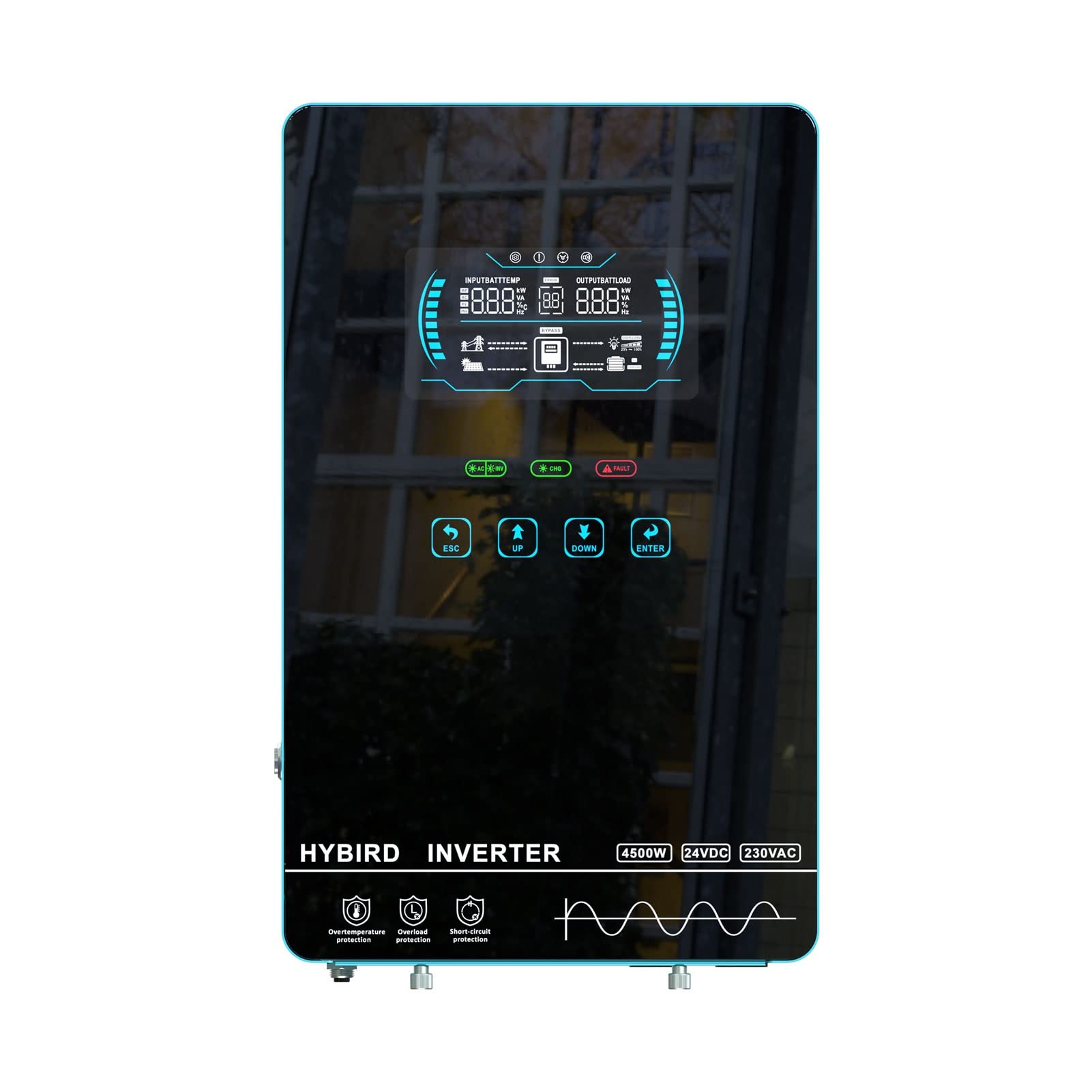 KIWZXKA 4.5KW 24VDC 230V Hybrid Solar Inverter With 150A MPPT Solar Charge Controller Solar Charge Controller, 6.25inch LCD Screen, Supports Parallel Operation, For Lead-Acid And Lithium Batteries