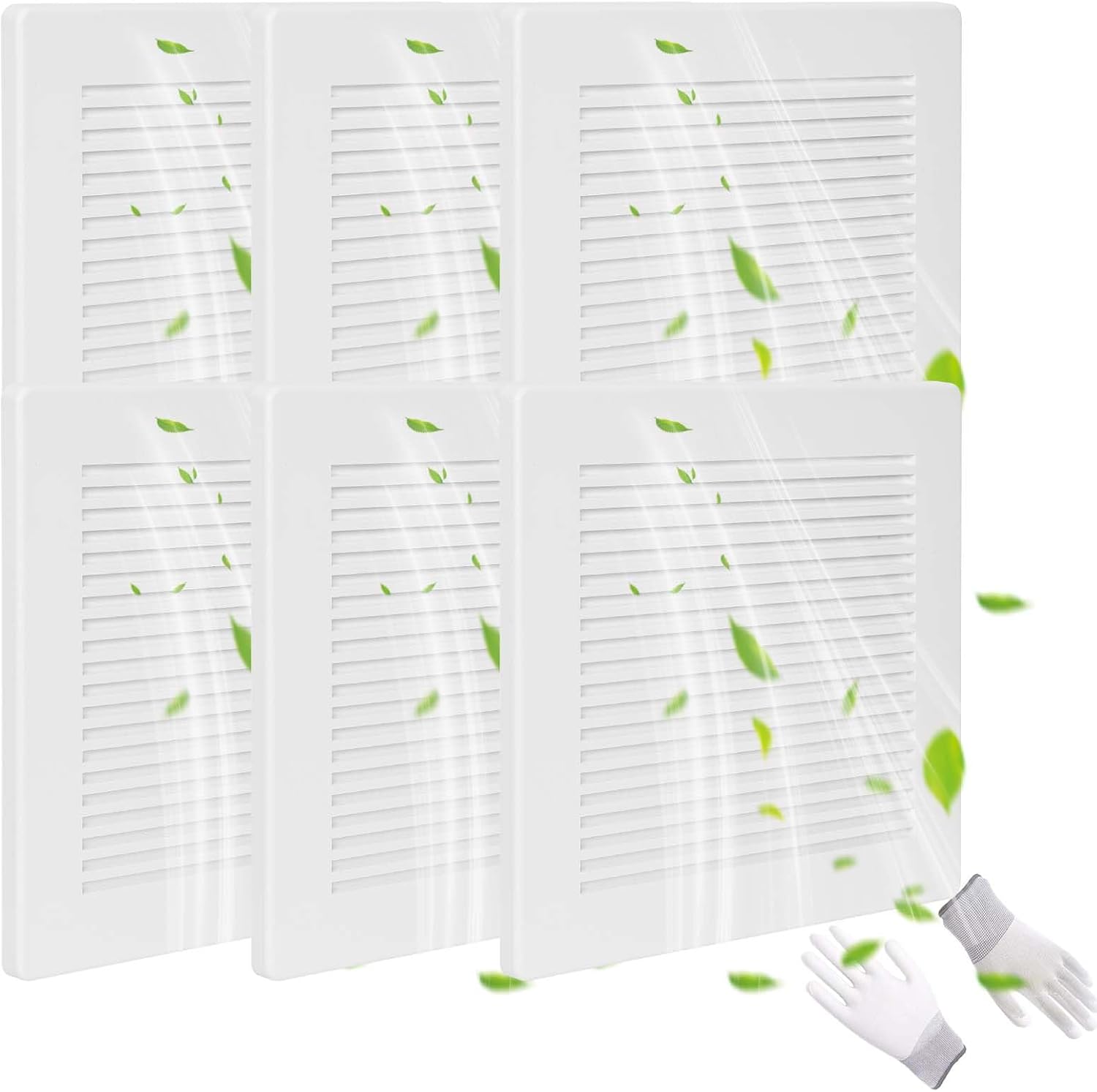 Bathroom Exhaust Fan Cover with Spring,(6 Piece 12"x 12") Grille Bathroom Fan Cover Replacements, White ABS Plastic Cover Square Ceiling or Wall-Mount Exhaust Fan,Air Diffuser cover