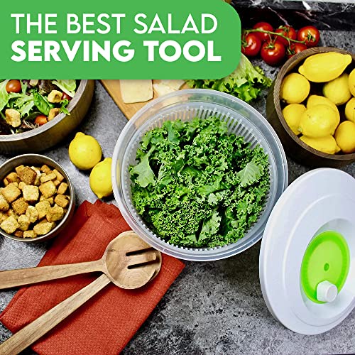 K Basix Large Salad Spinner & Vegetable Spinner 4.5 Easy Water Drain System & Compact Storage, Secure Lid Lock & Rotary Handle, Lettuce Spinner & Salad Sling, Salad Dryer, Spinning Colander Chopper #TOP4