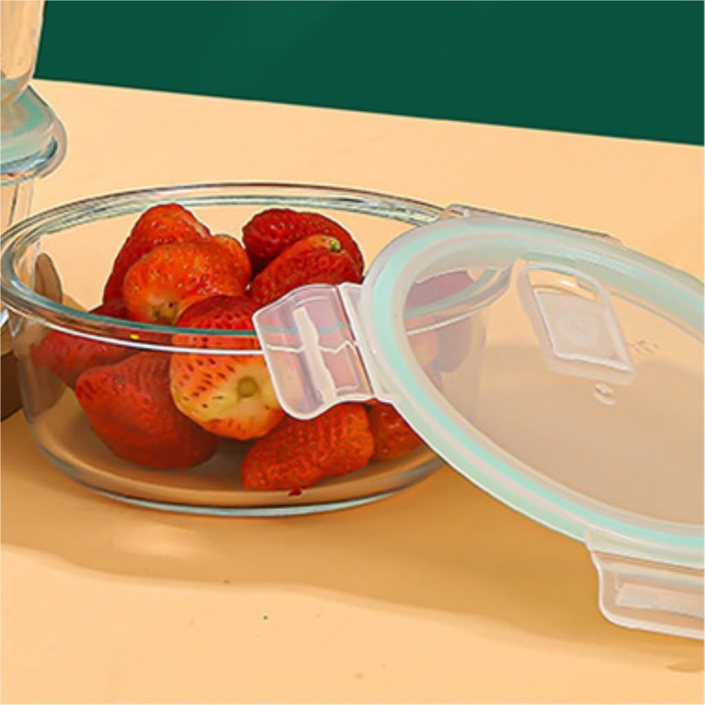 Recipientes para Alimentos Caja de almacenamiento de vidrio de borosilicato alto con tapa, caja con división de almacenamiento sellada de vidrio, contenedor de vidrio transparente para Refrigerador Fr