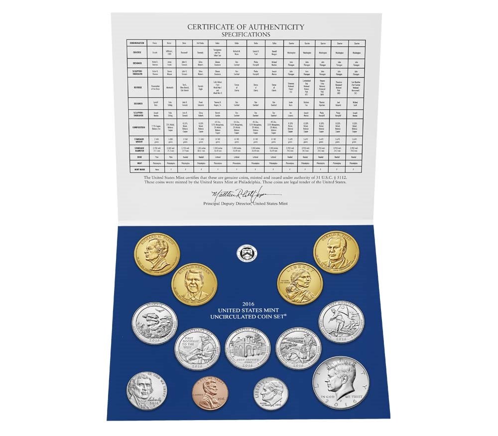 コレクション MINT SET 2016 2016 P, D U.S. Mint Uncirculated 26 Coin Mint Set with CoA