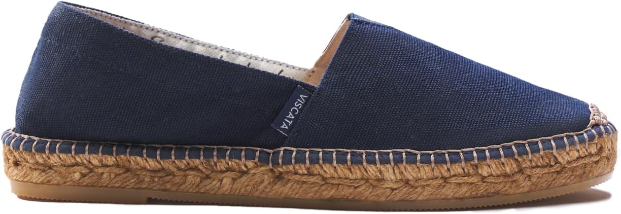 VISCATA Barceloneta Espadrille Canvas Women's Flat Slip On Shoes Handmade in Spain Fashionable Organic Cotton Canvas Lightweight Material with 100% Natural Jute Midsole for All Casual Occasions