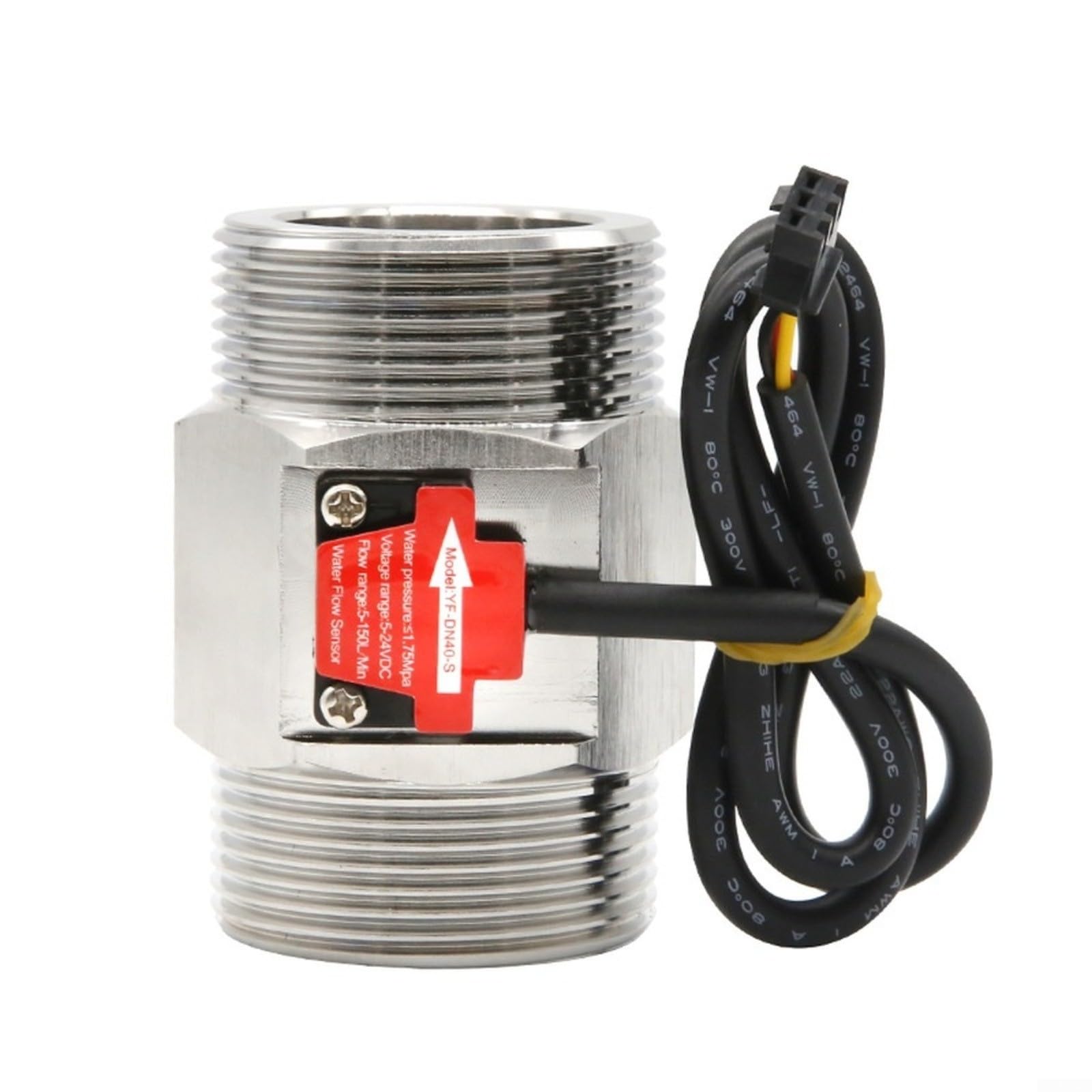 Sensor de flujo de agua de pasillo de acero inoxidable DN40 DN50, interruptor de medidor de flujo líquido de 5-150L/min, 3.5-24VDC, resistencia a la presión de 1.75MPa, Para agua industrial