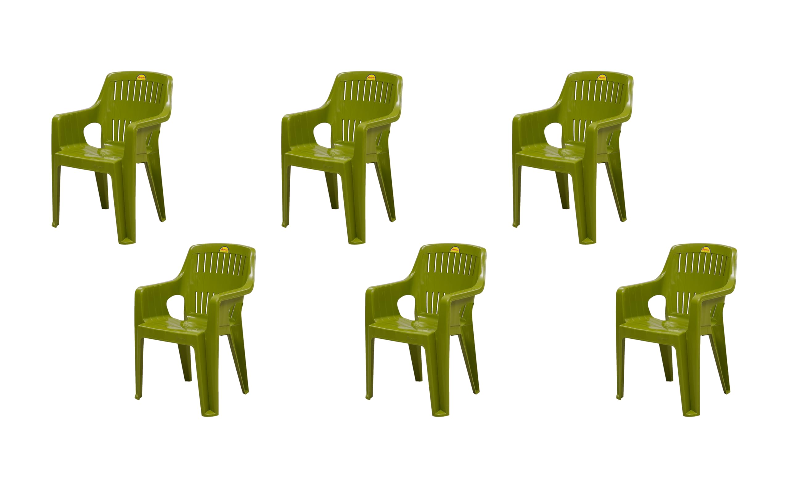 Supreme Furniture Grace Plastic Chair with Armrest | Suitable for Home, Garden, Office, Living Room, Cafeteria, Restaurant, Hotel, Resort, Indoor & Outdoor (Set of 6, Mehandi Green)-picture-14