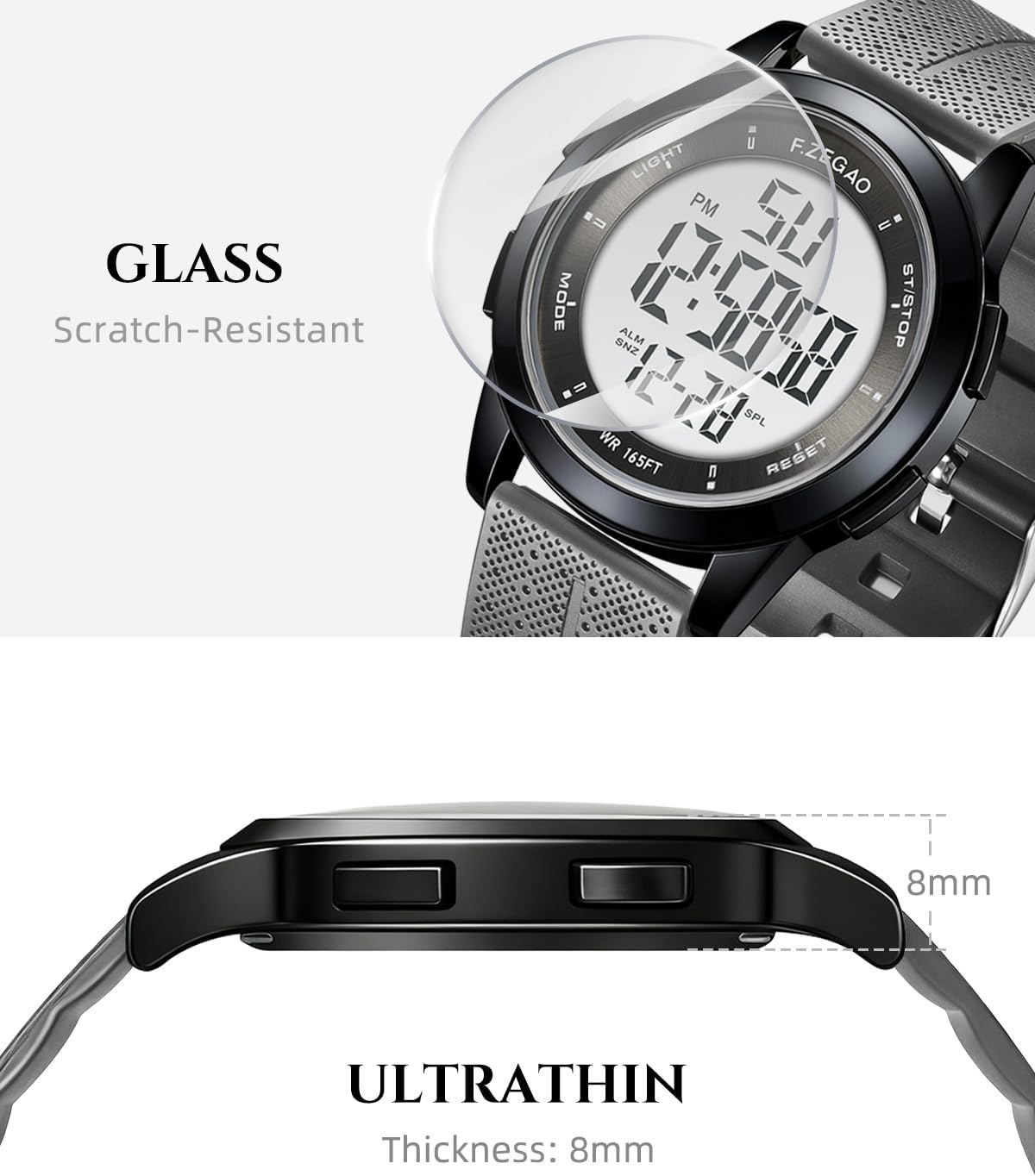 Metal Ultra-Thin Waterproof Digital Watch Men, Military Watches with Timer, Multi-Functions Sport Watches for Men - Image 3