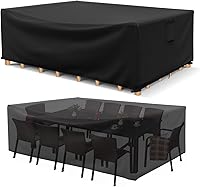 Vista 22 de Fundas para muebles de patio impermeables, resistentes 600D, fundas para muebles de exterior para sofá seccional exterior, resistente al desgarro