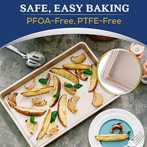 Ultra Cuisine Nonstick Half Sheet Baking Pan - Food Safe Coating, Warp & Scratch Resistant Texture for Airflow, & Carbon Steel Design Durable for Professional Quality Roasting, Size 13 x 18 inch - Thumbnail 3