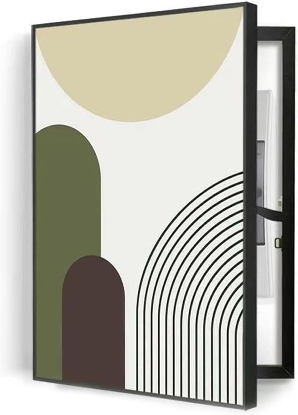 Meter Box Decorative Painting Electrical Panel Cover, Box Cover Decorative Wall Mounted, Hide Paintings Fuse Breaker Box Covers for Living Room Home Office(Black 1,45x55cm/17.7x21.7in)