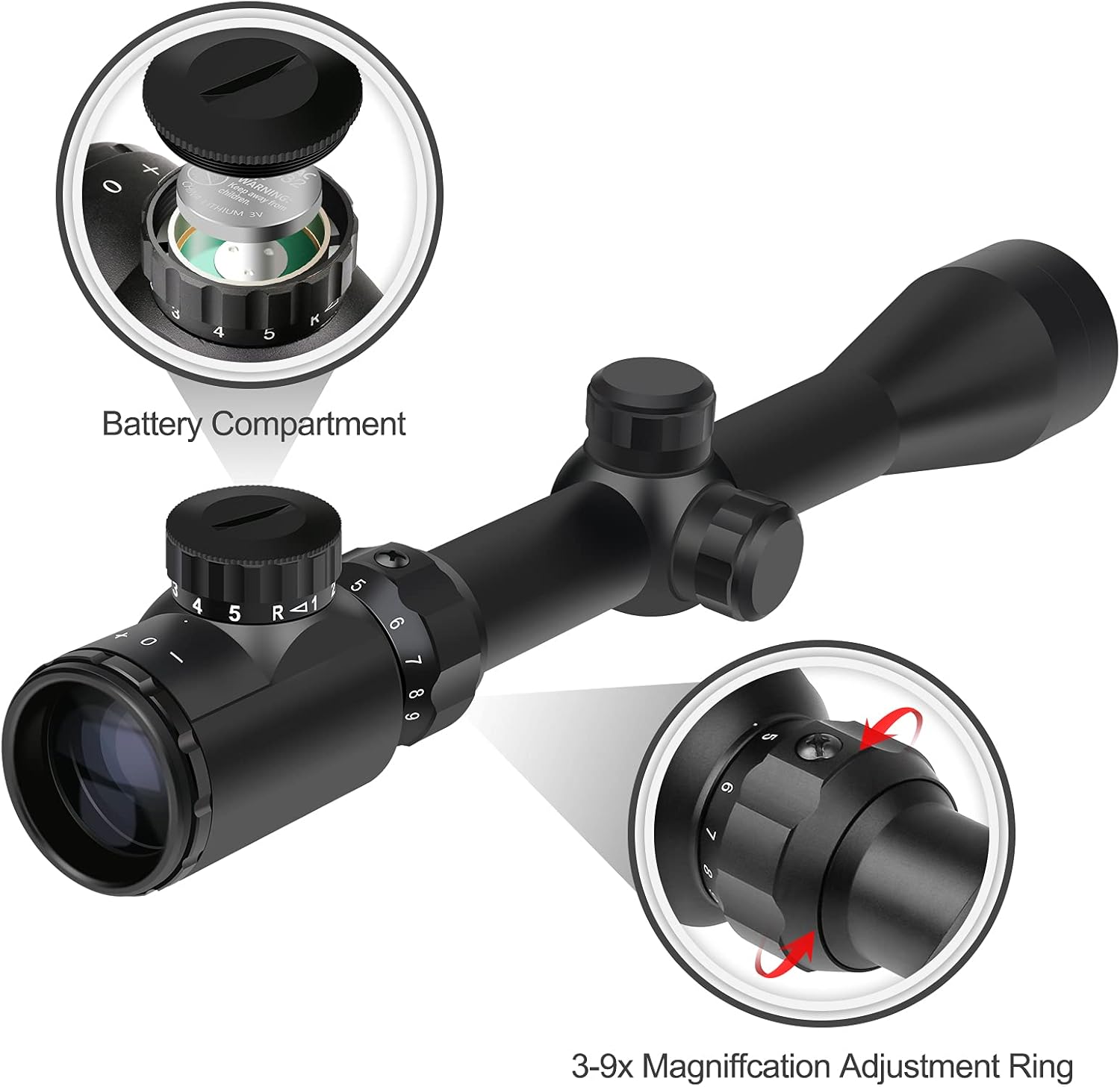 OTW 3 9x40mm Rifle Scopes with Red  Green Illuminated Optics Scope 1 inch Tube Riflescopes Photo