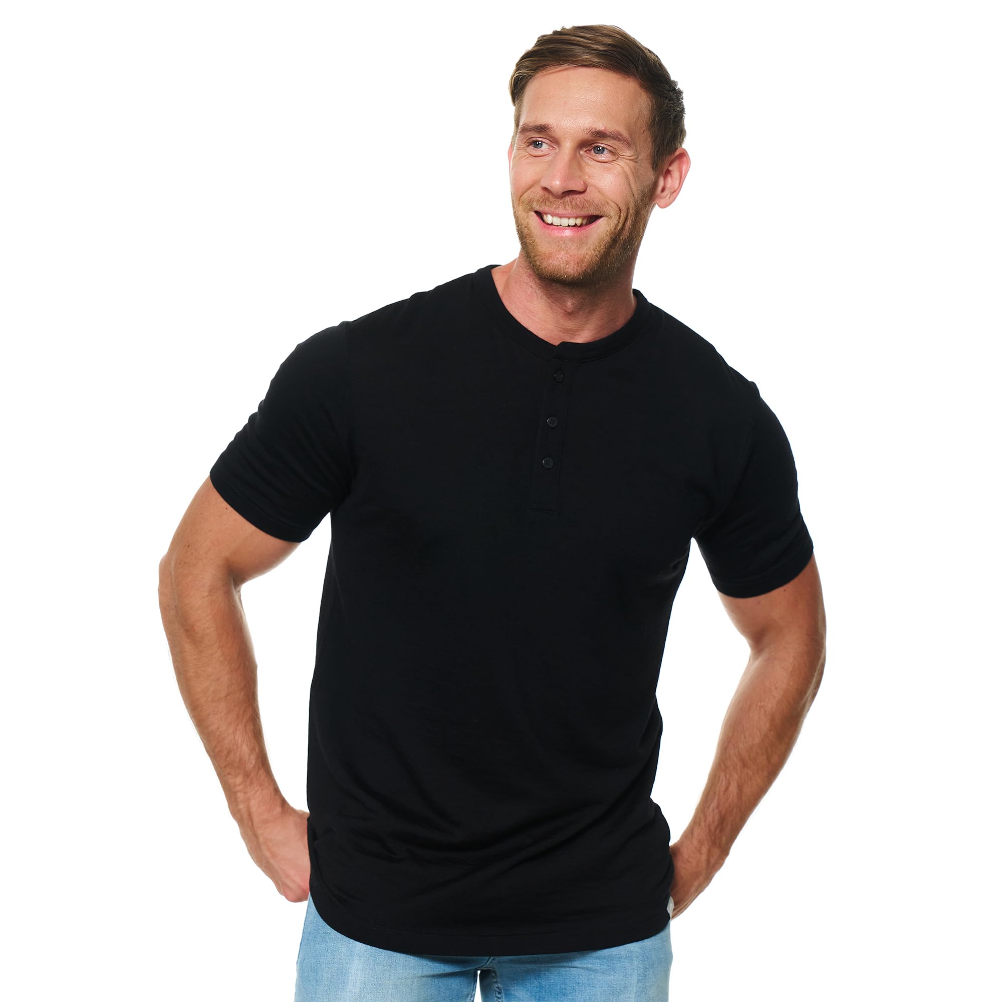 Merino.tech 100% Merino Wolle Tshirt Herren - Merino Shirt Herren Kurzarm | Sports & Outdoor Gym Shirt, Rundhals, Henley, V-Ausschnitt, Kratzfrei, Schnelltrocknend, Atmungsaktiv, Pflegeleicht Shirt