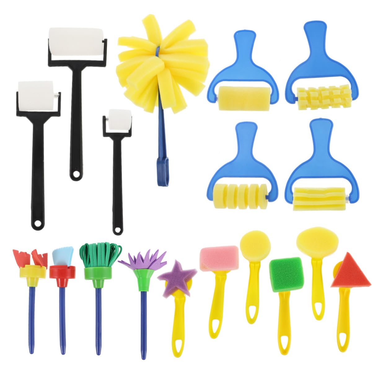 NAMOARLY 1Set Art and Craft Paint Sponge DIY Learning Tools for Includes Sponge Brushes Brushes Rotating Brushes Handle Rollers for Young