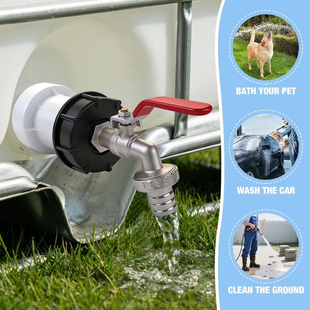 Robinet Cuve 1000l S60X6 IBC Raccord 3/4" Alliage d'aluminium Adaptateur Réservoir