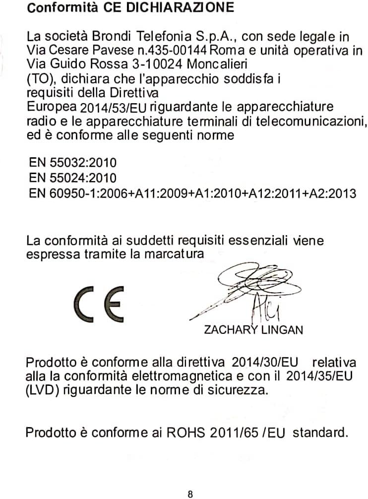 Front view of Brondi Amico Flash phone, showing large backlit keypad.