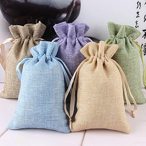 Yulakes 15pcs Bolsa de Yute con Cordón de Nylon Cover