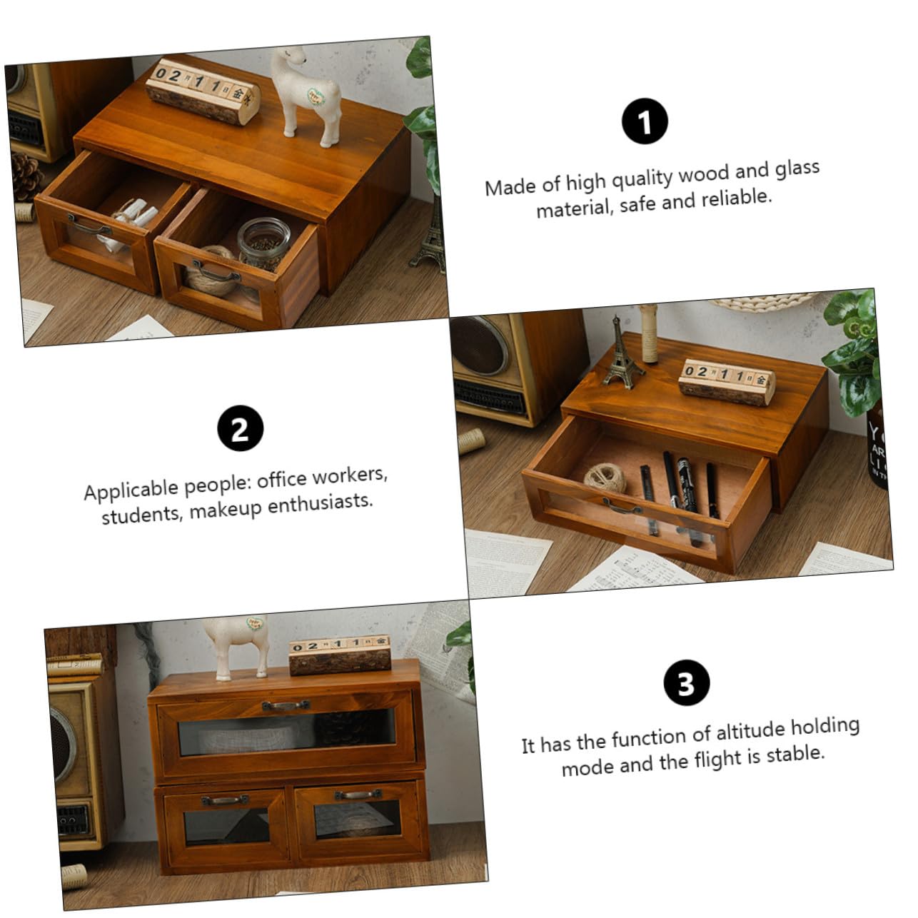Supporto Alzata per Computer in Legno e Ferro Cassetto da Scrivania | Cassettiera da Scrivania Coffee per Monitor e Cancelleria, Organizzazione Classificata per Ufficio e Studio
