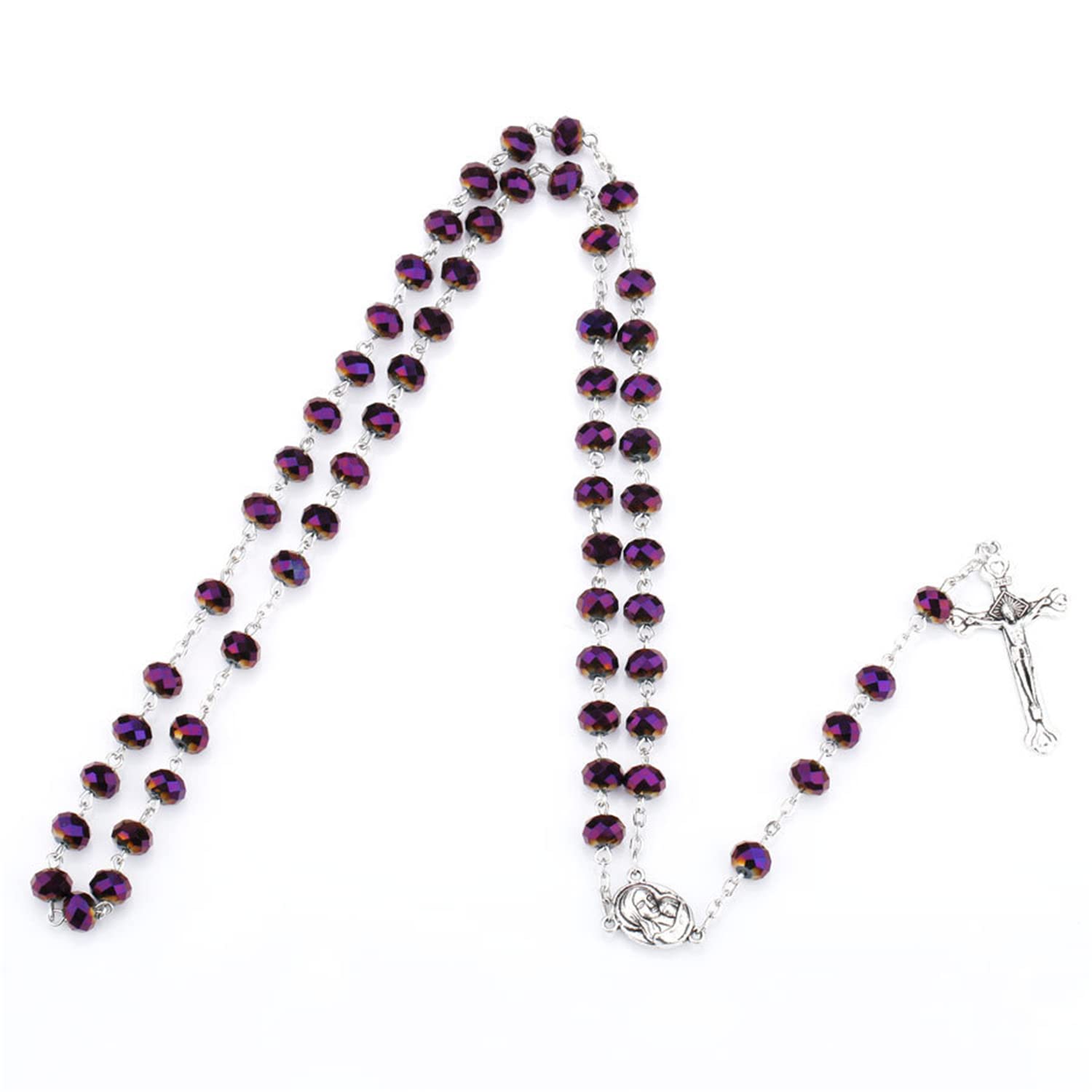 Max-Tonsen Collana del Rosario con Croce luminosa 8 colori nottilucente in plastica Perline del Rosario Collana luminosa Cattolicesimo Gioielli religiosi per uso quotidiano - Verde