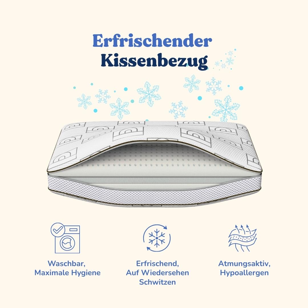 Orthopädisches Nackenstützkissen aus Memory-Schaum, verstellbar (4 Höhen 6/8/12/14 cm) – lindert Schmerzen, Anti-Schnarchen, atmungsaktiv, waschbarer Bezug