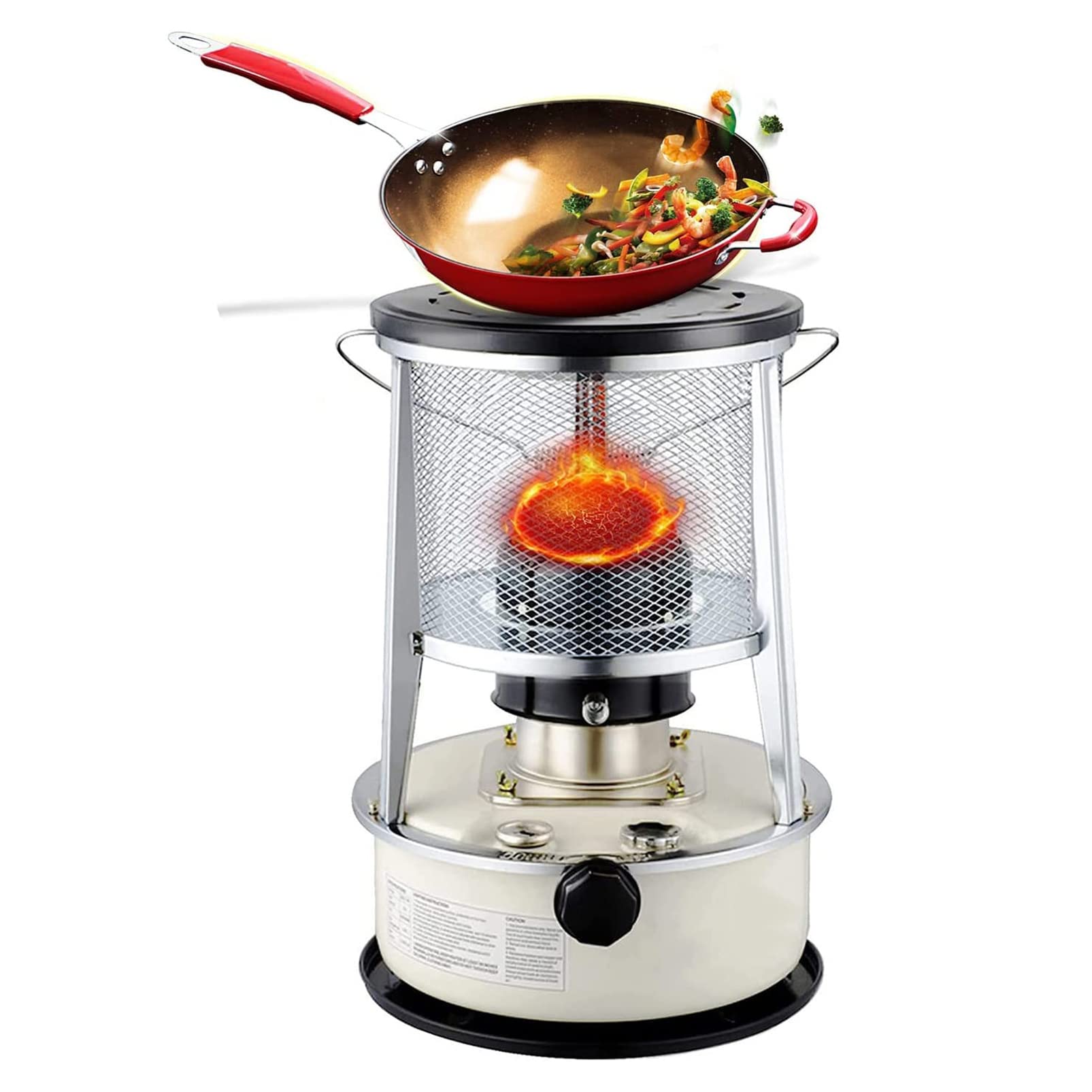 Chauffage au pétrole intérieur 4.6L poêle portable inox blanc
